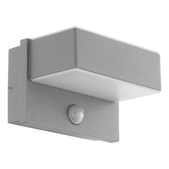 Eglo azzinano applique da esterno led 11,2w 3000k 18,5cm ip44 moderna argento con sensore