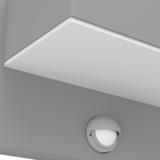 Eglo azzinano applique da esterno led 11,2w 3000k 18,5cm ip44 moderna argento con sensore