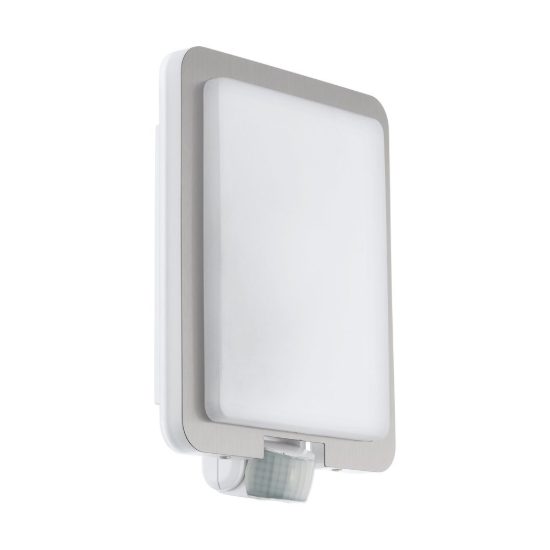 Eglo mussotto applique da esterno 21cm ip44 moderna acciaio inox e bianca con sensore di movimento
