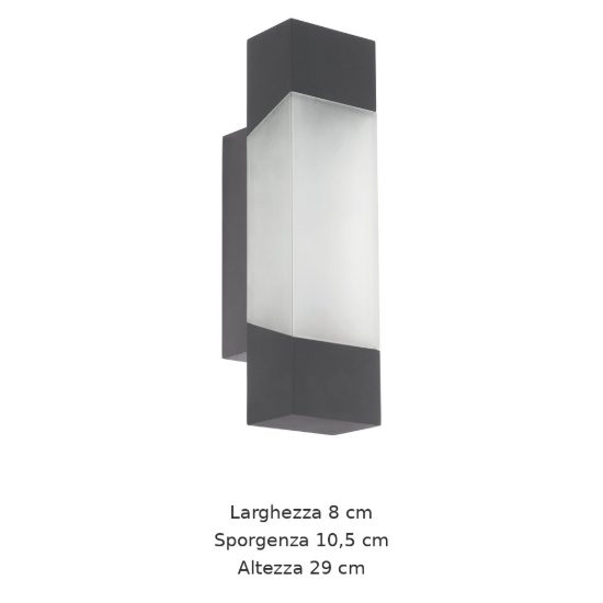 Eglo gorzano applique da esterno led 4,8w 3000k 8cm ip44 moderna lineare antracite