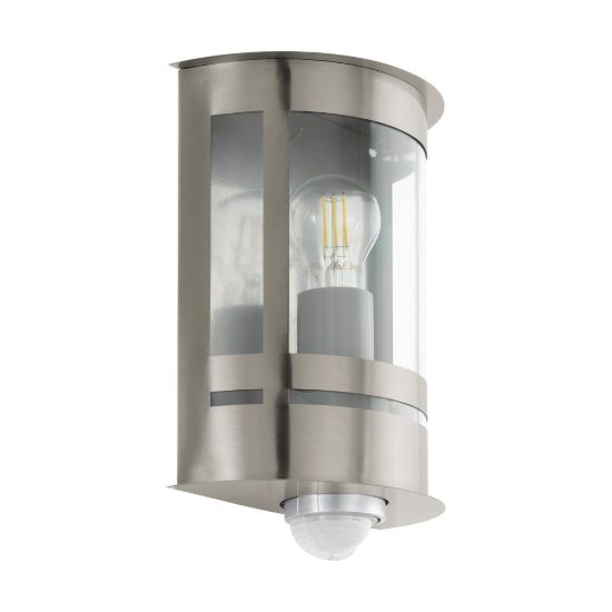 Eglo tribano applique da esterno 20cm ip44 moderna a lanterna acciaio inox con sensore di movimento