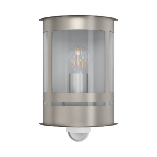 Eglo tribano applique da esterno 20cm ip44 moderna a lanterna acciaio inox con sensore di movimento
