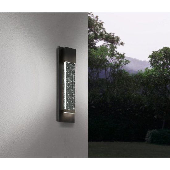 Eglo villagrazia applique da esterno led 6,6w 3000k 12cm ip44 moderna rettangolare nera