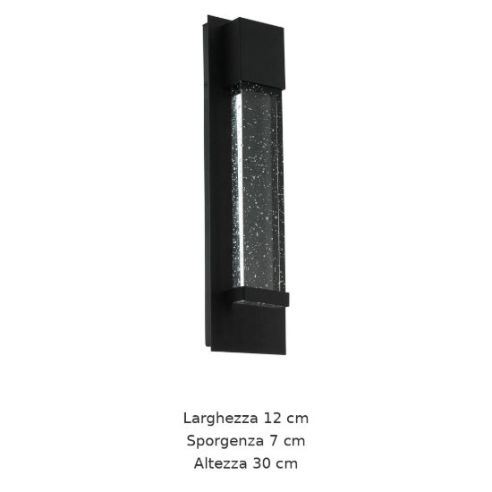 Eglo villagrazia applique da esterno led 6,6w 3000k 12cm ip44 moderna rettangolare nera