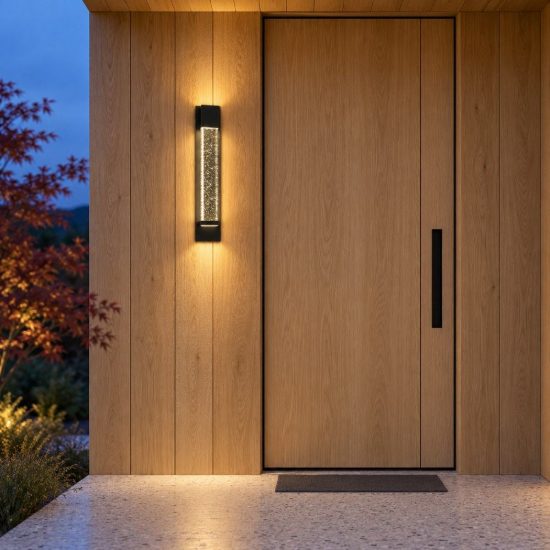 Eglo villagrazia applique da esterno led 6,6w 3000k 12cm ip44 moderna lineare nera