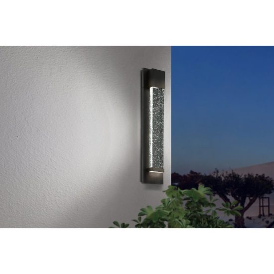 Eglo villagrazia applique da esterno led 6,6w 3000k 12cm ip44 moderna lineare nera