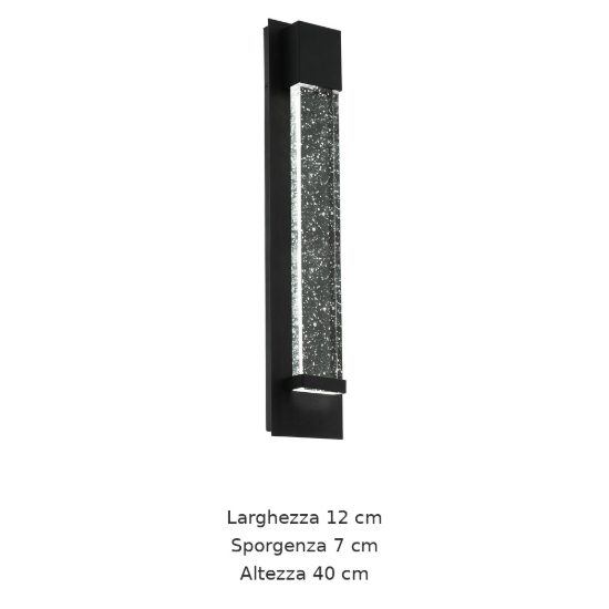 Eglo villagrazia applique da esterno led 6,6w 3000k 12cm ip44 moderna lineare nera