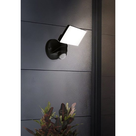 Eglo pagino proiettore da esterno led 11,5w 5000k 18cm ip44 moderno nero con sensore di movimento