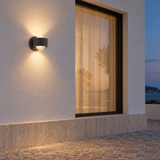 Eglo treviolo applique da esterno led 4,4w 3000k 9cm ip44 moderna cilindrica biemissione antracite