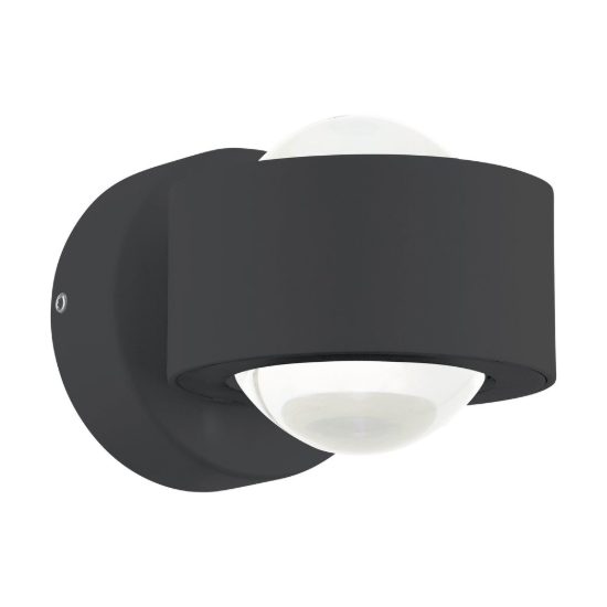 Eglo treviolo applique da esterno led 4,4w 3000k 9cm ip44 moderna cilindrica biemissione antracite