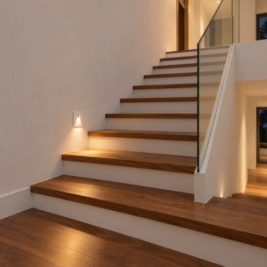 Eglo mecinos segnapasso da incasso a parete led 2w 3000k per scala foro 6,8cm quadrato bianco