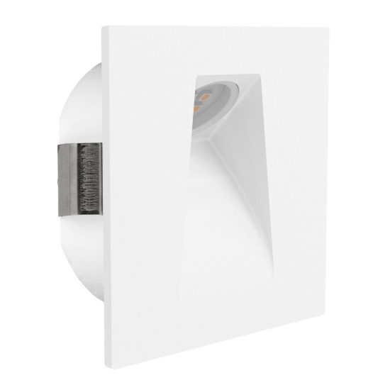 Eglo mecinos segnapasso da incasso a parete led 2w 3000k per scala foro 6,8cm quadrato bianco