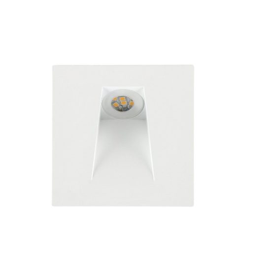Eglo mecinos segnapasso da incasso a parete led 2w 3000k per scala foro 6,8cm quadrato bianco