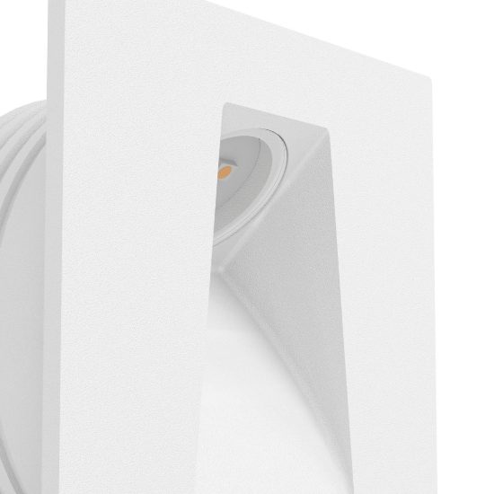 Eglo mecinos segnapasso da incasso a parete led 2w 3000k per scala foro 6,8cm quadrato bianco