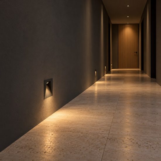 Eglo mecinos segnapasso da incasso a parete led 2w 3000k per scala foro 6,5cm quadrato nero