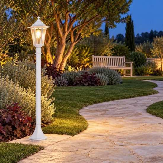 Eglo laterna 5 lampione da giardino 103cm ip44 classico a lanterna bianco