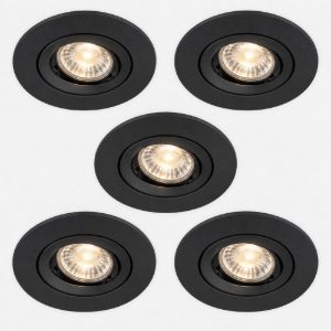 Eglo barranco gu10 set 5 faretti da incasso per cartongesso orientabili foro 6,8cm nero
