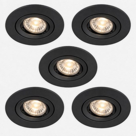 Eglo barranco gu10 set 5 faretti da incasso per cartongesso orientabili foro 6,8cm nero