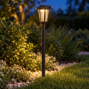 Eglo prietta lampioncino solare da giardino led 6,5w 2700k 87,7cm ip44 classico nero con sensore