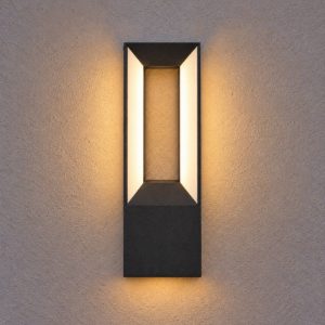 Applique da esterno per veranda ip44 nera moderna led 10w 3000k