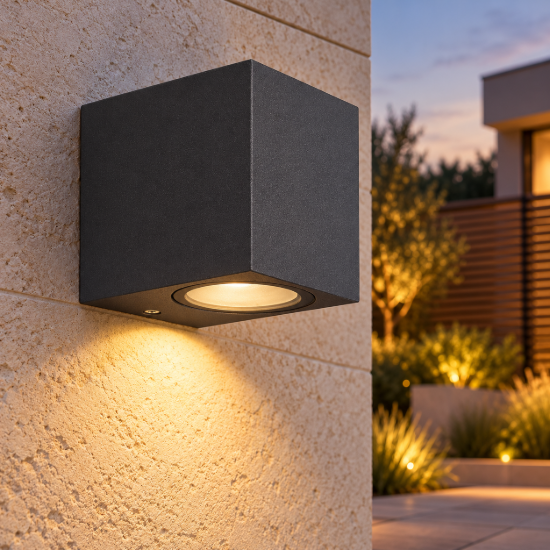 Lampada da parete per esterno ip54 7cm grigio scuro vetro