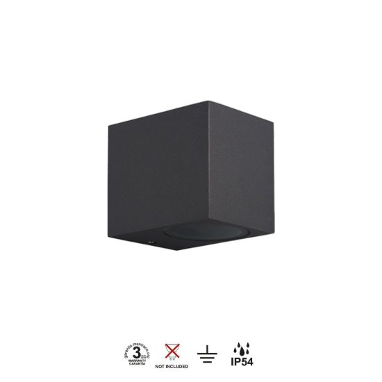 Lampada da parete per esterno ip54 7cm grigio scuro vetro