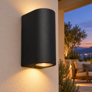 Applique da esterno doppio fascio luminoso nera sabbiato ip54