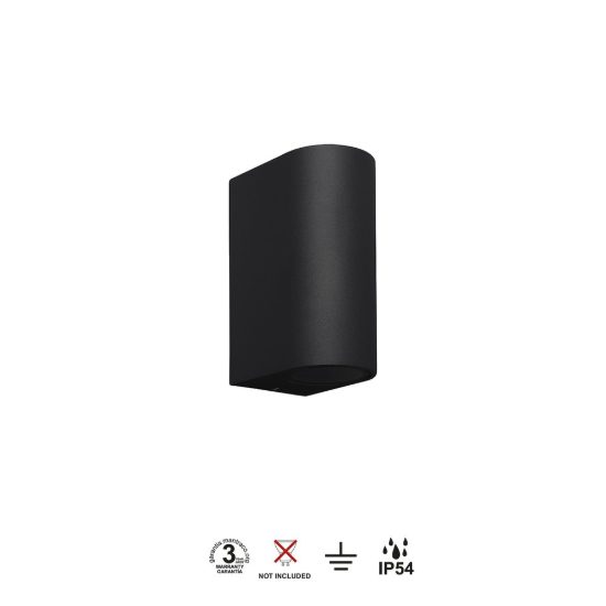 Applique da esterno doppio fascio luminoso nera sabbiato ip54