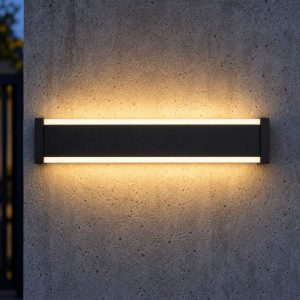 Eglo neviano applique da esterno led 7,4w 3000k 38cm ip55 moderna lineare biemissione nera