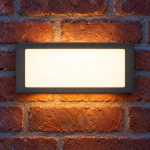 Eglo camarda applique da esterno led 10,5w 4000k 22cm ip54 moderna rettangolare a pannello antracite