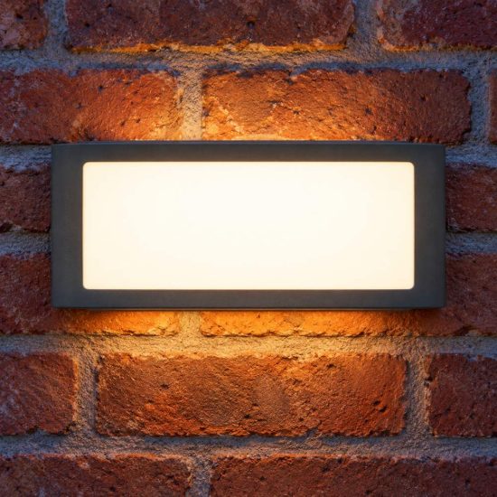 Eglo camarda applique da esterno led 10,5w 4000k 22cm ip54 moderna rettangolare a pannello antracite