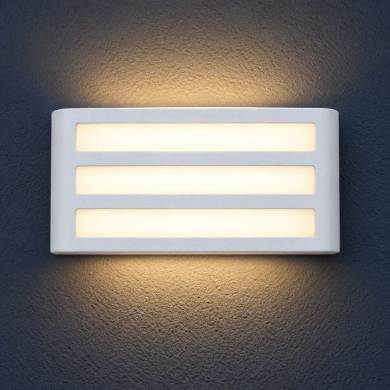 Eglo camarda applique da esterno 22cm ip54 moderna rettangolare a tre fasce bianca