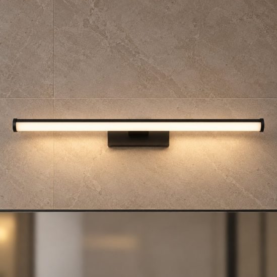Eglo vadumi applique per specchio led 11w 4000k 60cm ip44 per bagno moderna nera