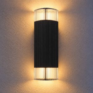 Eglo castelnuovo applique da esterno 2 luci 8cm ip65 moderna lineare biemissione nera