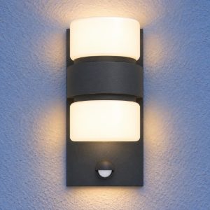 Applique da esterno led 3000k ip44 sensore di movimento antracite
