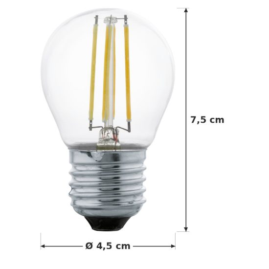 Eglo lampadina led e27 4w 2700k a globo trasparente 4,5cm a filamento equivalente 32w