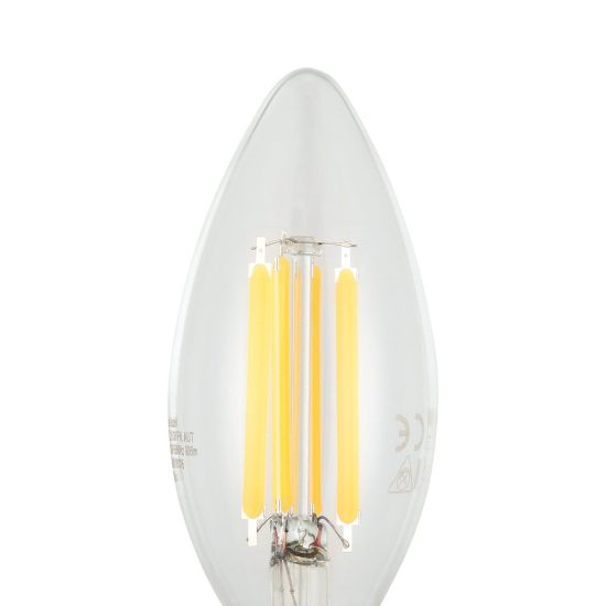 Eglo lampadina led e14 7w 2700k a candela trasparente h9,8cm a filamento