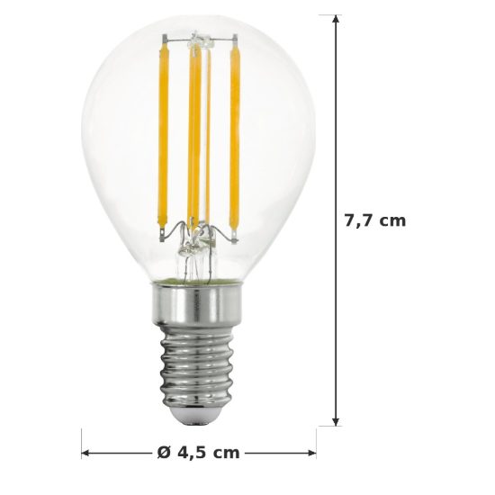 Eglo lampadina led e14 4w 2700k a sfera trasparente a filamento equivalente 40w