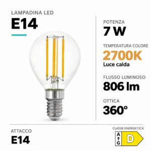 Eglo lampadina led e14 7w 2700k a sfera trasparente a filamento