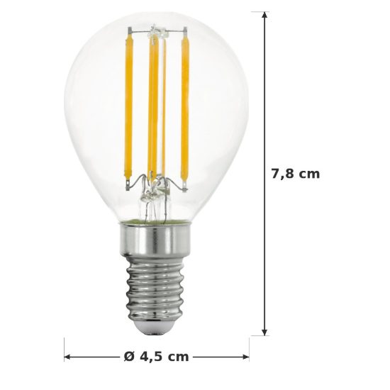 Eglo lampadina led e14 7w 2700k a sfera trasparente a filamento