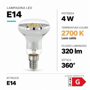 Eglo lampadina led e14 4w 2700k a riflettore trasparente a filamento dimmerabile