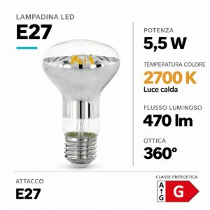 Eglo lampadina led e27 5,5w 2700k a riflettore trasparente a filamento dimmerabile