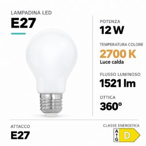 Eglo lampadina led e27 12w 2700k a goccia opalina