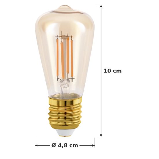Eglo lampadina led e27 4w 2200k a oliva ambrata 4,8cm a filamento