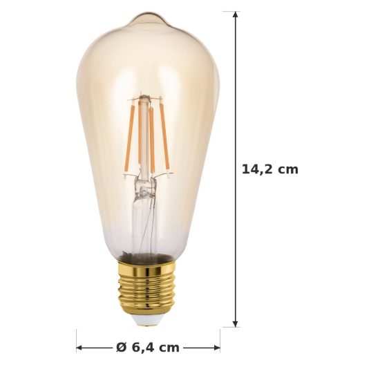 Eglo lampadina led e27 4w 2200k a oliva ambrata 6,4cm a filamento