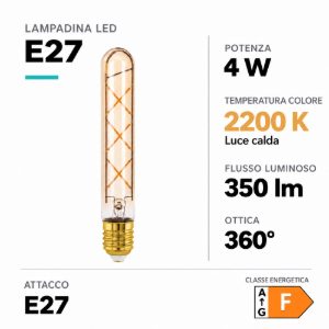 Eglo lampadina led e27 4w 2200k tubolare ambrata 3cm a filamento