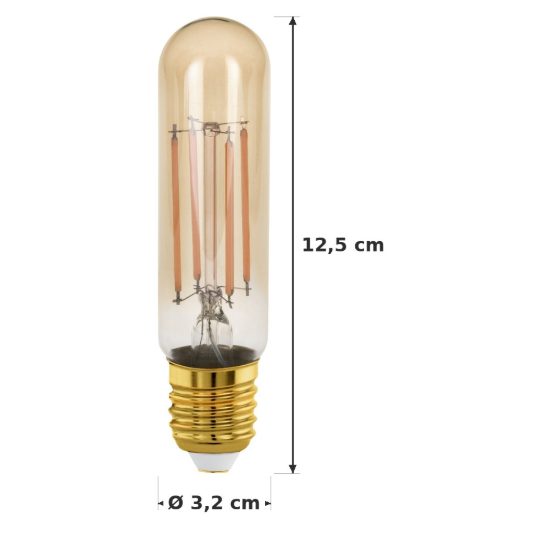 Eglo lampadina led e27 4w 1700k tubolare ambrata a filamento dimmerabile