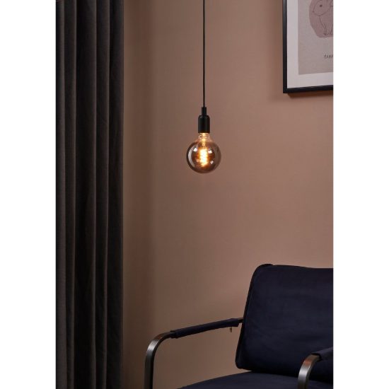 Eglo lampadina led e27 4w 2000k a globo nera trasparente 12,5cm con filamento a spirale dimmerabile