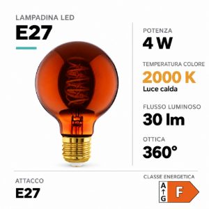 Eglo lampadina led e27 4w 2000k a globo color rame 8cm con filamento a spirale dimmerabile