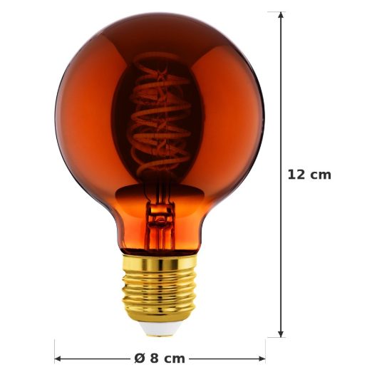 Eglo lampadina led e27 4w 2000k a globo color rame 8cm con filamento a spirale dimmerabile